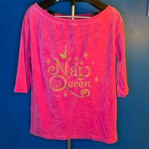 RARE Disney Nap Queen Sleeping Beauty Velvet Embroidered Top Size Medium NWT